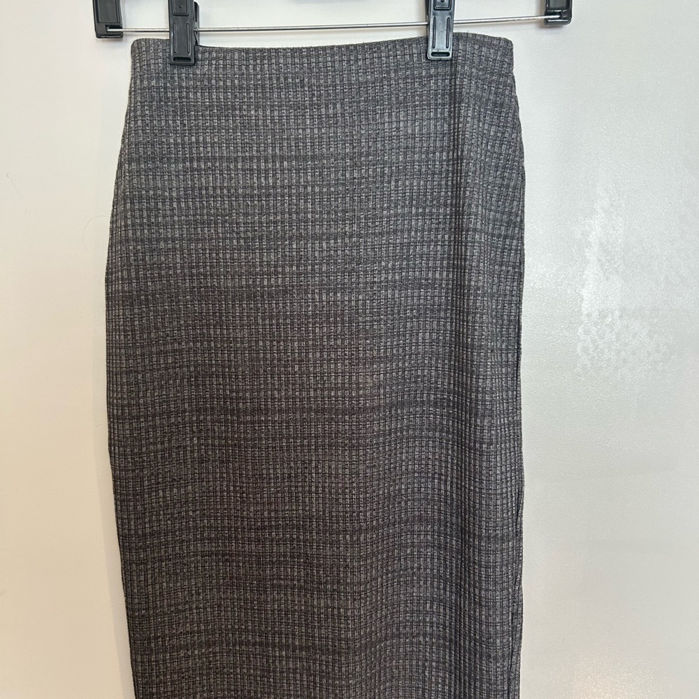 Silence + Noise Gray Textured Midi Skirt